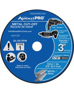Avanti Pro Type 1 3 In. x 1/16 In. x 3/8 In. Metal Cut-Off Wheel