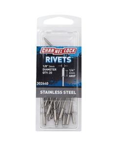 Channellock 1/8 In. Dia. x 1/4 In. Grip Stainless Steel POP Rivet (20-Pack)