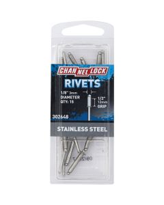 Channellock 1/8 In. Dia. x 1/2 In. Grip Stainless Steel POP Rivet (15-Pack)