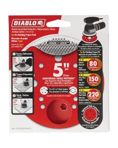 Diablo 5 In. Assorted (80/150/220-Grit) Universal Hole Pattern Vented Sanding Disc with Hook and Lock Backing (7-Pack))