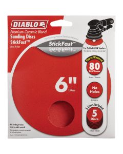 Diablo StickFast 6 In. 80 Grit Sanding Disc (5-Pack)