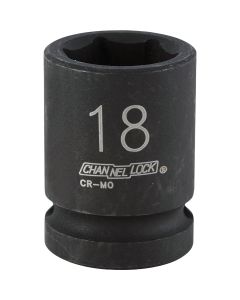 Channellock 1/2 In. Drive 18 mm 6-Point Shallow Metric Impact Socket