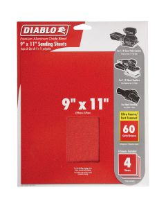 Diablo 9 In. x 11 In. 60 Grit Ultra Coarse Sandpaper (4-Pack)