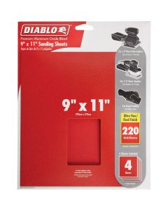 Diablo 9 In. x 11 In. 220 Grit Ultra Fine Sandpaper (4-Pack)