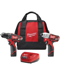Milwaukee M12 2-Tool Cordless Drill/Driver & Impact Driver Combo Kit with (2) 1.5 Ah Batteries & Charger