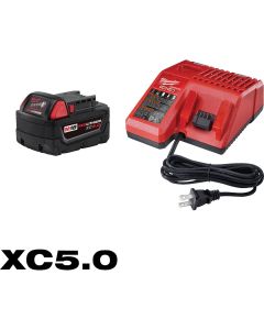 Milwaukee M18 REDLITHIUM Lithium-Ion XC 5.0 Ah Extended Capacity Battery Pack & Charger Starter Kit