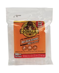 Gorilla 4 In. Standard Clear Hot Melt Glue (30-Pack)
