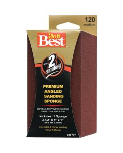 Do it Best Angled 2-1/2 In. x 5 In. x 1 In. 120 Grit Medium Sanding Sponge