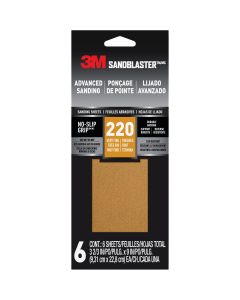 3M SandBlaster No Slip Grip Backing 3-2/3 In. x 9 In. 220 Grit Fine Sandpaper (6-Pack)