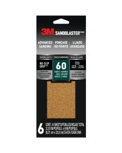 3M SandBlaster No Slip Grip Backing 3-2/3 In. x 9 In. 60 Grit Coarse Sandpaper (6-Pack)