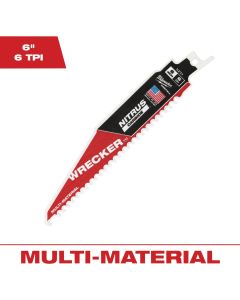 Milwaukee SAWZALL The WRECKER 6 In. 6 TPI Multi-Material Demolition Reciprocating Saw Blade with Nitrus Carbide Teeth