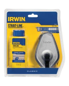 Irwin STRAIT-LINE 100 Ft. Classic Chalk Line Reel and Chalk, Blue