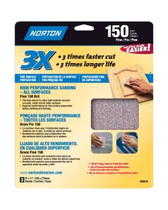 9" x 11" Norton 02618 ProSand Sanding Sheet 150-Grit, 3-Pack