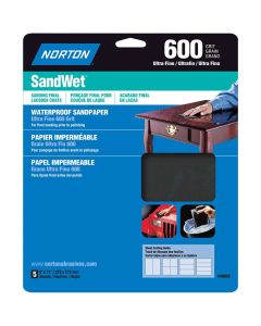 9" x 11" Norton 48058 SandWet Wet or Dry Sanding Sheets 600-Grit, 5-Pack