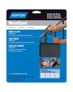 9" x 11" Norton 47855 MetalSand Emery Cloth Sanding Sheet Assorted Handy-Pack
