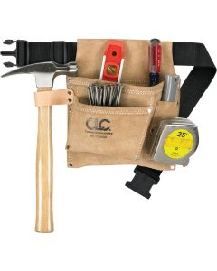 CLC 3-Pocket Suede Leather Nail & Tool Bag with Belt