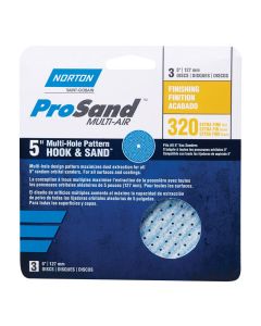 5" Norton 03226 ProSand Multi-Air Cyclonic Hook & Sand Discs, 320 Grit, Handy Pack