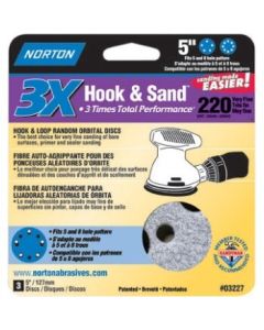 5" Norton 03227 ProSand Universal Hole Sanding Disc 220-Grit Handy-Pack