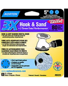 5" Norton 03232 ProSand Universal Hole Sanding Disc 80-Grit Handy-Pack