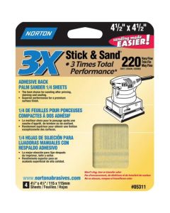 4-1/2" x 4-1/2" Norton 05311 ProSand Stick & Sand Sanding Sheet 220-Grit Handy-Pack