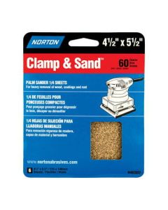 4-1/2" x 5-1/2" Norton 48302 Clamp & Sand Power Sanding Sheet 60-Grit Handy-Pack