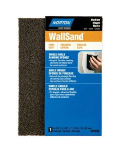 4-7/8" x 2-7/8" x 1" Norton 02285 WallSand Sanding Sponge, Medium, Single Angle