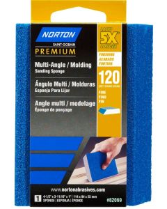 4-1/2" x 3-11/16" x 1" Norton 82069 ProSand Sanding Sponge, Multi-Angle Medium, 120-Grit