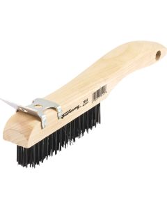 Forney 10-1/4 In. Shoe Handle Wire Brush & Scraper with Carbon Steel Bristles