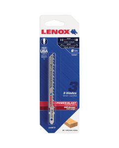 Lenox T-Shank 4 In. x 6 TPI High Carbon Steel Jig Saw Blade, Fast & Clean Soft Wood (3-Pack)