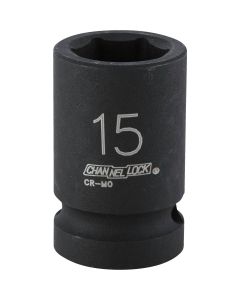 Channellock 1/2 In. Drive 15 mm 6-Point Shallow Metric Impact Socket