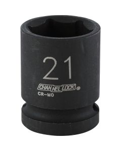 Channellock 1/2 In. Drive 21 mm 6-Point Shallow Metric Impact Socket
