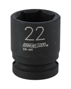 Channellock 1/2 In. Drive 22 mm 6-Point Shallow Metric Impact Socket