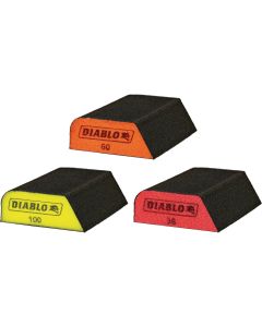 Diablo 2-1/2 In. x 4 In. 36/60/100 Grit (Ultra Coarse/Medium/Fine) Dual-Edge Sanding Sponge Assortment (3-Pack)