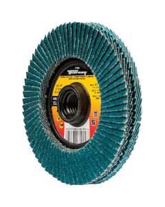 Forney 4-1/2 In. x 5/8 In.-11 Spin-On 60/120-Grit Type 29 Double-Sided Angle Grinder Flap Disc