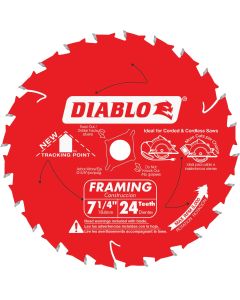 Diablo 7-1/4 In. 24-Tooth Framing Circular Saw Blade