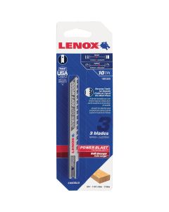 Lenox U-Shank 4 In. x 10 TPI High Carbon Steel Jig Saw Blade, Downcut Soft Wood (3-Pack)