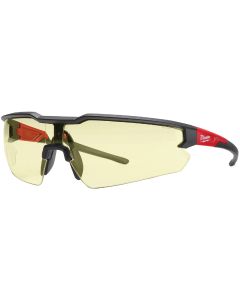 Milwaukee Red & Black Frame Safety Glasses with Yellow Anti-Scratch Lenses