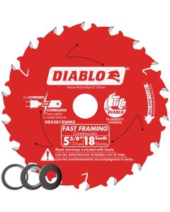 Diablo 5-3/8 In. 18-Tooth Fast Framing Circular Saw Blade with Bushings