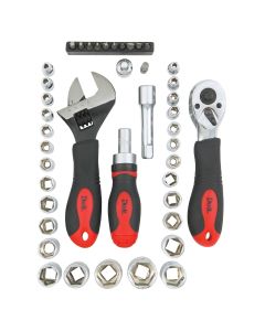 Do it Stubby Standard/Metric 1/4 In. and 3/8 In. Drive 6-Point Shallow Ratchet & Socket Set (43-Piece)