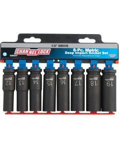 Channellock Metric 1/2 In. Drive 6-Point Deep Impact Driver Set (8-Piece)