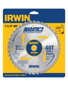 Irwin Marathon 7-1/4 In. 40-Tooth Trim/Finish Circular Saw Blade