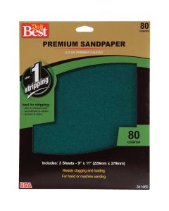 Do it Best Premium Plus 9 In. x 11 In. 80 Grit Coarse Sandpaper (3-Pack)