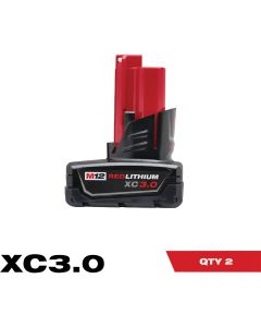 Milwaukee M12 REDLITHIUM Lithium-Ion 3.0 Ah Extended Capacity Battery Pack (2-Pack)