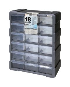 Quantum Storage 18-Drawer Clear Plastic Parts Drawer Cabinet