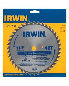 Irwin Steel 7-1/4 In. 40-Tooth Ripping/Crosscutting Circular Saw Blade
