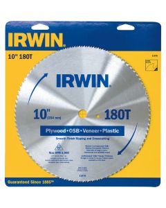Irwin Steel 10 In. 180-Tooth Smooth Finish Ripping/Crosscutting Circular Saw Blade