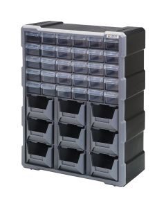 Quantum Storage 30-Drawer Clear Plastic Parts Drawer Cabinet with 9 Bins