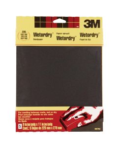 3M Wetordry 9 In. x 11 In. 220 Grit Very Fine Sandpaper (5-Pack)