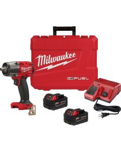 Milwaukee M18 FUEL Brushless 1/2 In. Mid-Torque Cordless Impact Wrench Kit with Friction Ring, (2) 5.0 Ah Resistant Batteries & Charger