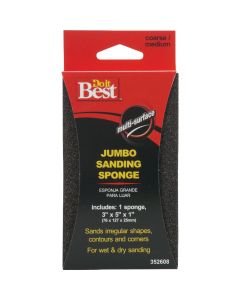 Do it Best Jumbo All-Purpose 3 In. x 5 In. x 1 In. 36/80 Grit Medium/Coarse Sanding Sponge
